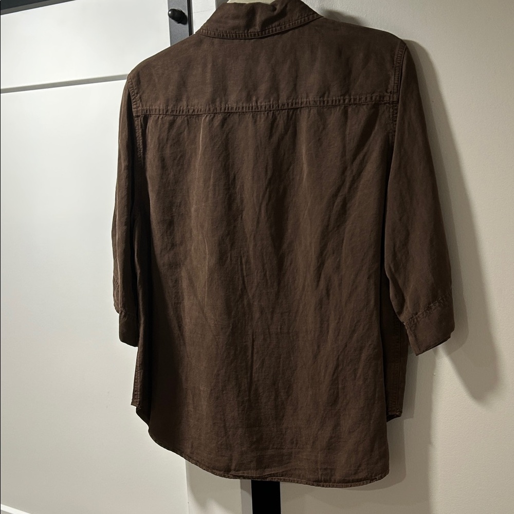 Zara Women's Dark Brown Button-Down Shirt - Picture 5 of 6